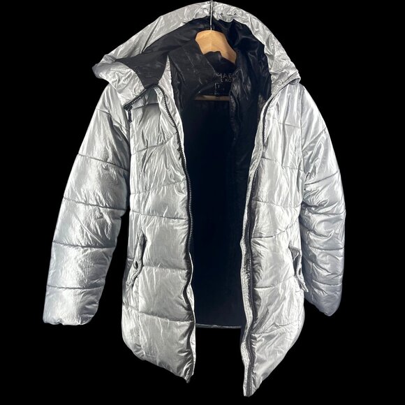 Michael Michael Kors Silver Puffer Coat With Hood Size 10/12 - Picture 2 of 8
